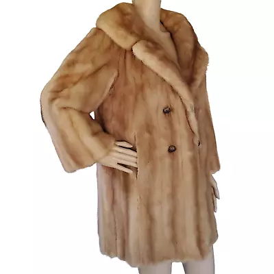 Vintage  Mink Fur Stroller Coat Women's L Albrecht's Autumn Haze Lined Pockets • $199.93