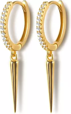 Gold Nail Dangle Hoop Earrings - Trendy Women Circle Endless Ro | Jewelry • $30.09
