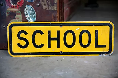 Vintage School Bus Reflective Metal Sign Street Sign School House Yellow Black • $89.99