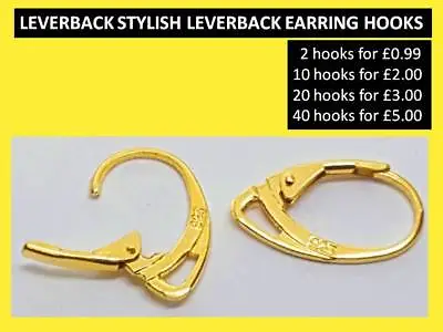 Gold Plated Leverback Jewllery Making Earring Hooks DIY • £1.10