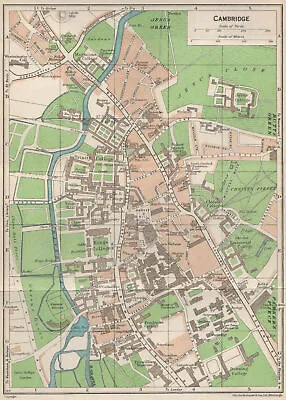 CAMBRIDGE. Vintage Town City Map Plan. Cambridgeshire. Colleges 1957 Old • £19