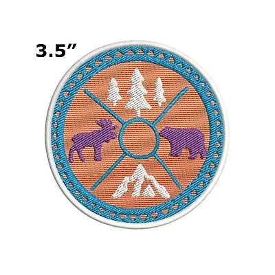 Bear & Moose Embroidered Patch Embroidered Hook Loop Applique Nature Adventure • $5.95