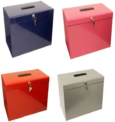 A4 Metal File Filing Box  Office Storage Lockable 5 Free Suspension Files New • £21.98