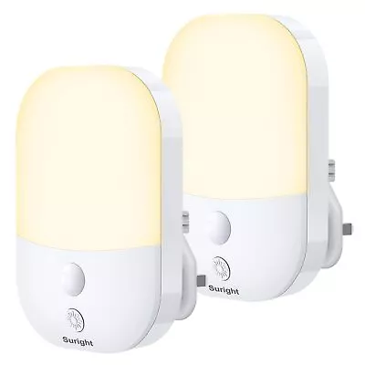 Suright Plug In Night Light With Dusk To Dawn Photocell Sensor 2 Pack With 5 L • £11.92