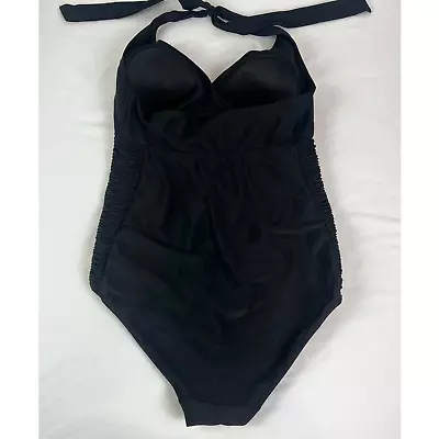 Beach Bump By Motherhood Maternity One Piece Halter Swimsuit Black Sz. M Flaws • $8