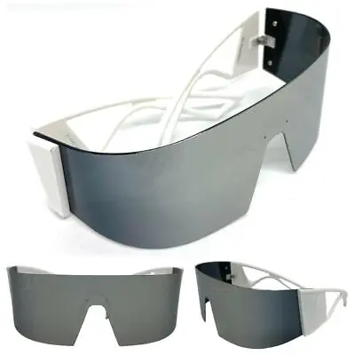 SPACE ROBOT PARTY COSTUME CYCLOPS FUTURISTIC SHIELD SUN GLASSES Raver SHADES C5 • $33.41