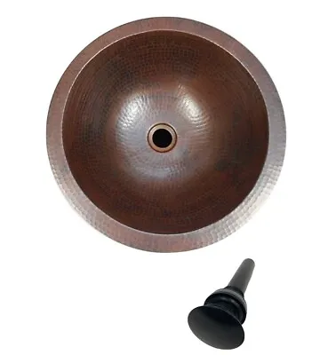15  Round Copper Bath Sink Drop In Or Under Mount Pop-Up Drain Included • $149.95