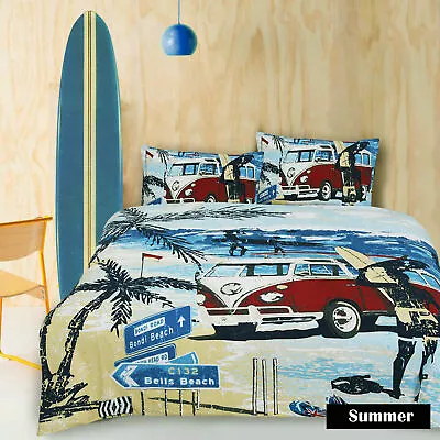 Summer  Surf Combi Van Quilt / Duvet Cover Set SINGLE DOUBLE QUEEN KING • $60.50