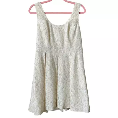 Aidan Mattox Dress Womens Size 12 Off White Mini Floral Lace Tank Sleeveless • $44.98