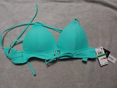 Hula Honey Juniors Size L Solid Lace-Up Push-Up Cool Mint Swim Bikini Top 339 • £9.64