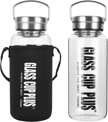 £18.99 • Buy 1L Glass Water Bottle Sports Cold Water Bottle LeakProof BPA-Free Wide