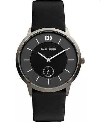 Danish Design IQ12Q958 Black/Gray Dial Titanium Leather Quartz Men's Watch • $125