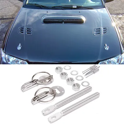 $11.88 • Buy Silver Steel Hood Lock Pin Mount Security Hardware Latch Kit For Subaru Mazda