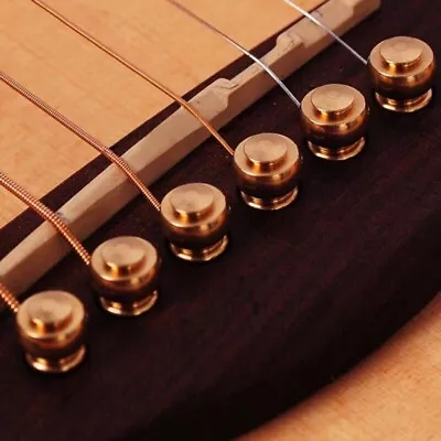 MusicianAtHeart 6 Slotted Brass Bridge Pin Set For Martin Acoustic Guitars • $14.99