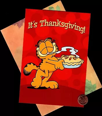 HTF THANKSGIVING Garfield Cat Pie Gobble Wobble -  By Jim Davis - Greeting Card • $5.95