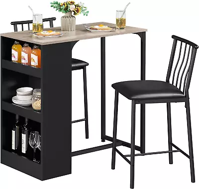 3-Piece Dining Table Set Counter Height Bar Table Set For 2 Compact Kitchen Ta • $172.99