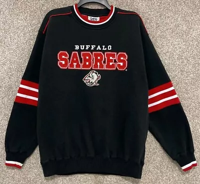 Vintage Lee NHL Mens Buffalo Sabres Goathead Embroidered Sweatshirt Size Large • $49.99