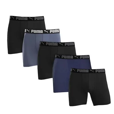 PUMA Men's Boxer Briefs Underwear 5 Pack - BLACK BLUE GRAY (Size: Medium) • $22.99