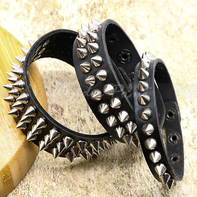 Mens Womens Bracelet Punk Rivet Cuff Leather Gothic Wristband Bangle Jewelery • $6.54