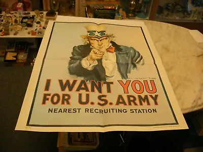 Vtg 1975 I Want You For U.S. Army Nearest Recruiting Station Poster / Uncle Sam  • $49.99