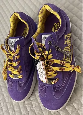 New Von Dutch WRJ61 Vanderdutch Purple Gold Yellow Velvet Shoe's 9 US VTG $250 • $45