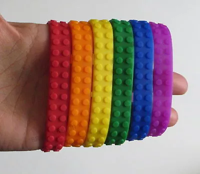 12 Building Block Brick Rubber Bracelets Kid Birthday Party Goody Loot Bag Favor • $5.35