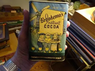 Vintage  BROOKEMA'S INSTANT COCOA TIN  Oak Park Illinois DUTCH PROCESS COCOA • $169.99