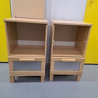 Pair IKEA Aneboda Bedside Tables Nightstands With Drawer And Internal Shelves • £60