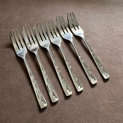 Set Of 6 Vintage Rodd Stardust Epns Silver Plate Cutlery Cake Forks • $40