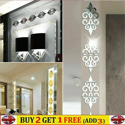 10X 3D Mirror Acrylic Flower Removable Mural Sticker Home Art Decal Wall Decor • £5.39