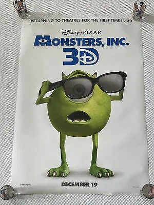 Monsters INC 3D PIXAR Disney Animated Double Sided 27x40 Movie Poster 2012 • $8.86