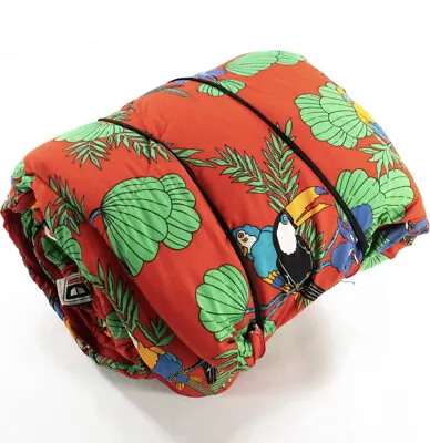 Vtg Coleman Sleeping Bag Parrots Tropical Floral Toucans Red 1990s Adults 33x72 • $79.99