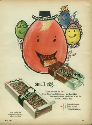 Smart Egg Three-flavored Fun Milky Way Candy Bar Ad 1954 Easter Egg • £9.64