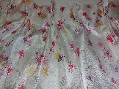 Vtg Pair MCM Retro Atomic Starburst Fiberglass Drapes 2 Panels @ 24  X 70.5  • $44.99