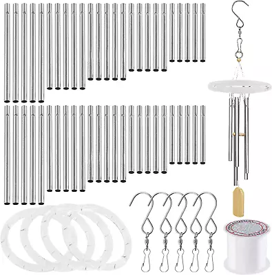 60Pcs Wind Chime Tubes Parts And Transparent Top Circles Of Wind Chime With 100  • $31.37