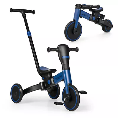4-in-1 Kids Tricycle Toddler Trike W/ 135° Limited Steering & EVA Wheels Blue • $65.59