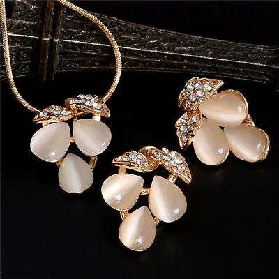 £0.99 • Buy 3PCS/Set Women Gold Plated Rhinestone Necklace Earrings Ring Bracelet Jewelry Uk
