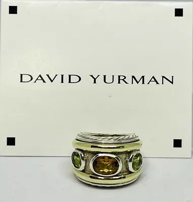 David Yurman Sterling Silver 14k Gold Citrine & Peridot Renaissance Ring Sz 6 • $595