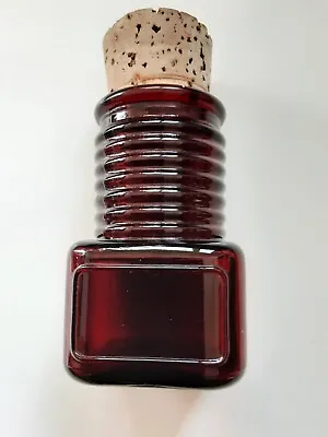 Wheaton Square Ruby Redglass Bottle With Ribbed Neck • $10