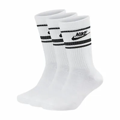 Nike Sportswear Everyday Essential Crew 3 Pair Mens Socks White Multi Size • $37.99