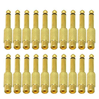 20PCS 6.35mm 1/4  Male Mono Plug To RCA Female Jack Audio Adapter Connector ## • $14.99