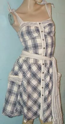 Designer NEVENKA  Prairie Dress NWOT 8  Blue Check Retro 70s • $68
