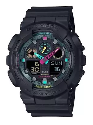 New Casio G-Shock GA100MF-1A Analog Digital Fluoresent Vibrant Color Black Watch • $109.90