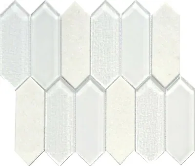 White Picket Glass And Marble Mosaic Wall Tile  • $19.95