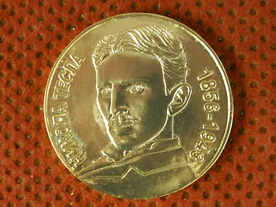 Nikola Tesla - Belgrade Association Of Inventors Coin - Plaque - Gold - Rrr • $29.99