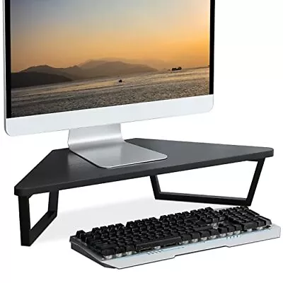 26 Inch Triangle Monitor Stand Riser Desktop Corner Shelf With Metal Leg Wood... • $52.54