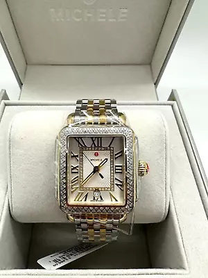 New Michele Deco Madison Diamond Two-Tone 18K Gold Watch MWW06T000144 • $1850
