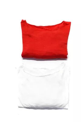 Elm Design Eileen Fisher Womens Long Sleeve Tops White Red Size 1 Lot 2 • $34.81