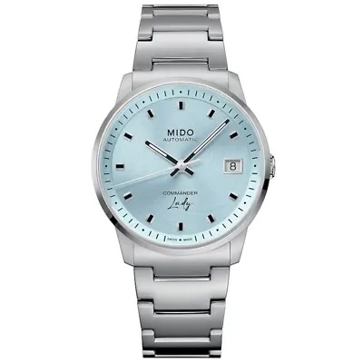 New  Mido Commander Lady Ice Blue Dial 35mm Women's Watch M0212071104100 • $852
