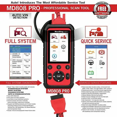 Autel MaxiDiag MD808 PRO Diagnostic Tool Full Systems For EPB/ Oil Reset • $299